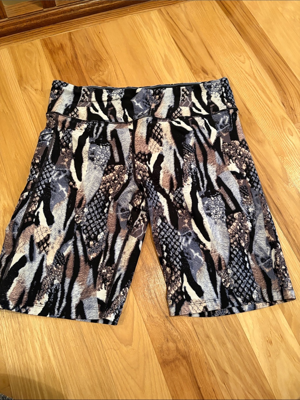 Calvin Klein Animal-Print Bike Shorts in Black & Brown